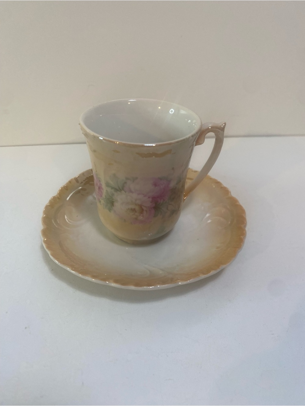 Vintage Bavaria Porcelain Demitasse Floral Tea Cup and Saucer
